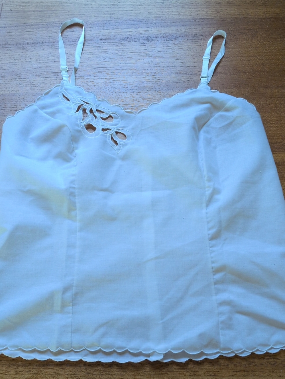 Vintage Cream Scalloped Trim Camisole with Floral Cutout